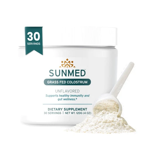 SUNMED Grass Fed Colostrum Powder – Unflavored Bovine Colostrum Supplement– Supports Immune Health, Gut Wellness & Recovery – Non-GMO, Gluten-Free, No Preservatives, 4oz (30 Servings)