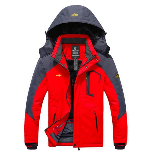 wantdo Men's Mountain Waterproof Ski Jacket Windproof Rain Jacket Winter Warm Hooded Coat
