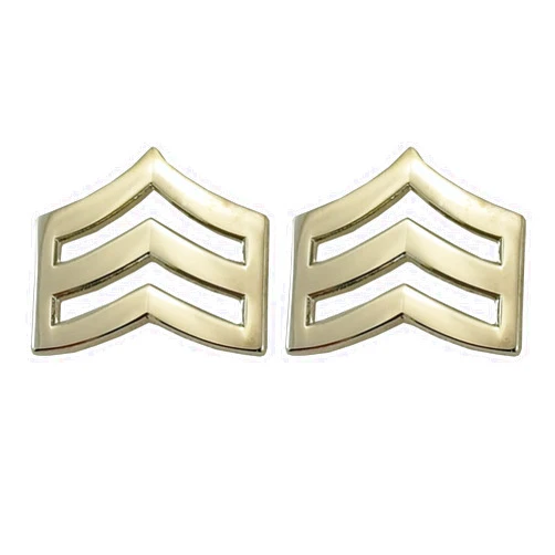 Hero's Pride 2 Pack - Hero's Pride Mini Sergeant Chevrons Metal Rank Insignia - Silver Color - Collar Brass Pins with Clutch Backs, 3/4