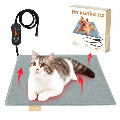 Vannon Pet Heating Pad, Heated Cat Dog Bed with Chew Resistant Cord, 5 Timer and 6 Level Temperature Indoor Warming Mat for Small Dogs and Cats, Waterproof & Overheat Protection, 17.7