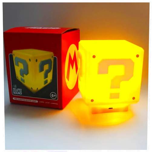 QIYES Mini Super Mario Bros.Charging Question Mark Night Light, Desktop USB Bedroom Light, Building Block Brick Table Lamp Bedside Lamp as Children's Gift (with Power Cord) 4+ Years,Yellow