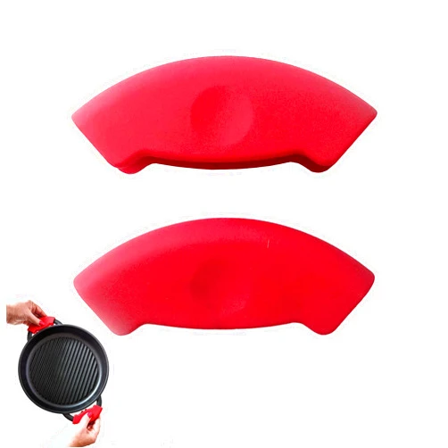 Jean-Patrique Assist Silicone Handle Cover for Whatever Pan - Set of 2 Red Silicone Hot Handle Holder for Granite Pan - Up to 464 F Heat-Resistant Cast Iron Skillet Handle Covers