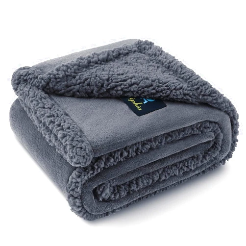 Luciphia Waterproof Pet Blanket, Liquid Pee Proof Dog Blanket for Sofa Bed Couch, Reversible Sherpa Fleece Furniture Protector Cover for Small Medium Large Dogs Cats, Dark Gray Small（40