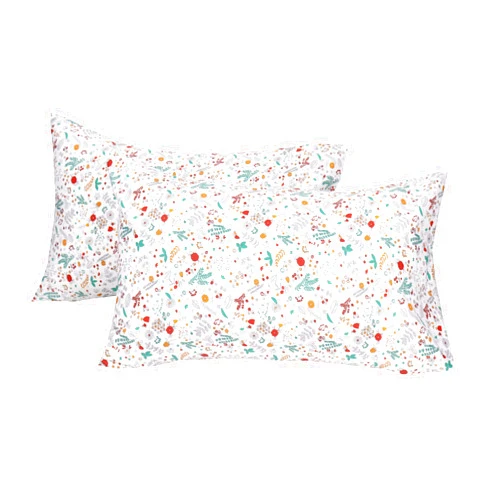 WBYCOTBED Floral Pillow Cases Standard Size, 100% Cotton White Pillow Covers with Envelope Closure, 20x30 Inches