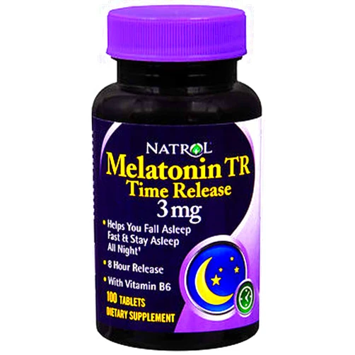 Natrol Melatonin 3 mg Sleep Time Release Dietary Supplement Tablets 100 ea (Pack of 2)