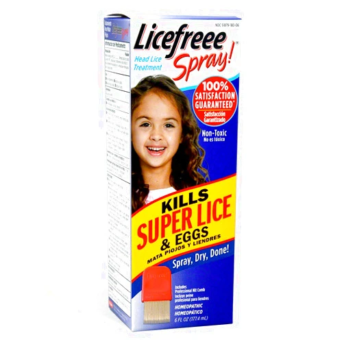 Licefreee Spray! Tec Labs Head Lice Spray, 6 Fl Oz, Includes Professional Metal Nit and Lice Comb, Easy Use Lice Treatments for Kids & Adults, Kills Head Lice, Eggs, Super Lice on Contact