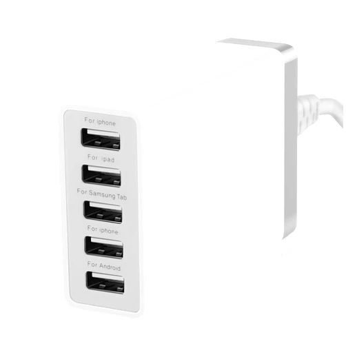 Pezin & Hulin Desktop 5 Port USB Wall Charger 40W 8A, USB Hub Charging Station for Multiple Devices, Protable Multi Port USB Charger for Cell Phone, Tablet, Android Smart Phone and More