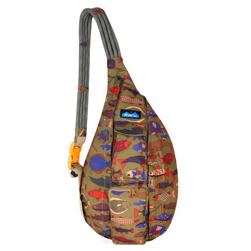 KAVU Slingback Pack with Adjustable Rope Shoulder Strap, Fish Tessellate