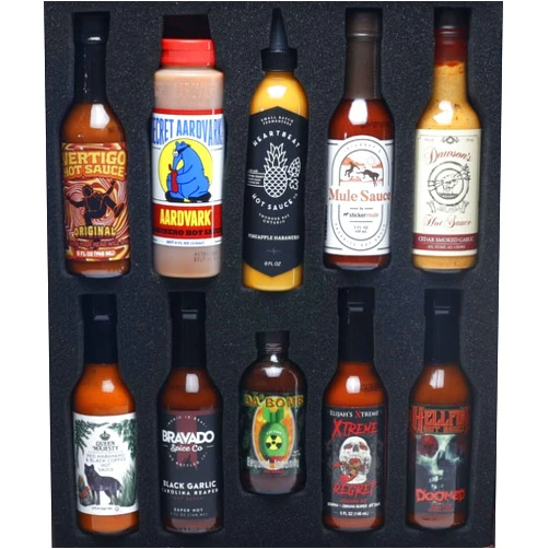 Sauceology Ultimate Hot Sauce Challenge - Vol. 1 - Hot Sauce Variety Pack - Da bomb Beyond Insanity Hot Sauce, Heartbeat hot sauce co Pineapple Habanero, Bravado Black Garlic Carolina Reaper, Mule Sauce, Secret Aardvark Hot Sauce, Queen Majesty Hot Sauce , Elijahs Extreme Hot Sauce Regret, Hellfire Hot Sauce Doomed, Vertigo, Dawsons
