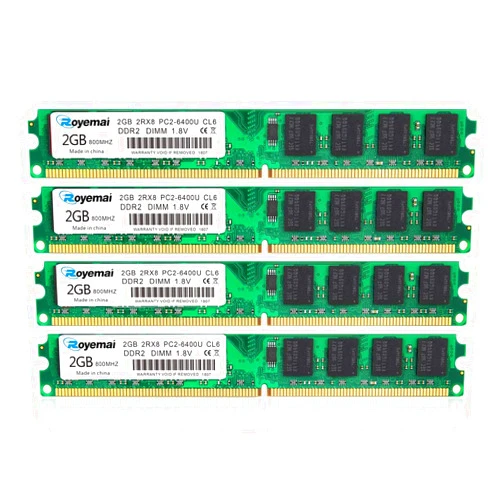 D DUOMEIQI 8GB Kit (4x2GB) DDR2 800Mhz Udimm RAM, Royemai DDR2-800U PC2-6400 2GB 1.8V CL6 240-pin 2Rx8 Non-ECC Unbuffered Desktop Computer RAM Memory Modules