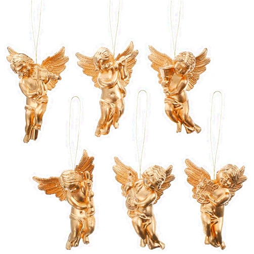 Amosfun 30Pcs Christmas Angel Ornament Mini Angel Cherub Christmas Tree Decorations Miniature Angels Figurine Xmas Hanging Decors for DIY Wedding Party 6cm (Golden)