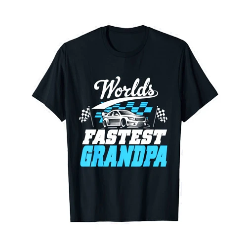 Matching Family Gift Shirts World's Fastest Grandpa Race Car Checkered Flag T-Shirt T-Shirt