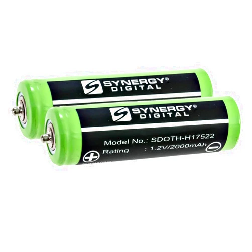 Synergy Digital Shaver Batteries, Compatible with Braun 340s-4 Shaver, (Ni-MH, 1.2V, 2000mAh), Replacement for Braun 1HR-AAUV Battery, Pack Includes: 2 x SDOTH-H17522 Batteries