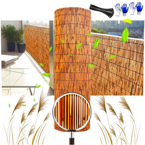ZGDXPLA Bamboo Fencing Balcony Fence Rolls Customized Size Outdoor Privacy Fence 1.6ft 2ft 2.3ft 2.7ft 3ft 3.3ft 4ft 6ft High Divider Decorative Fences Bamboo Wall Covering for Garden Pool Terrace Wall Fence