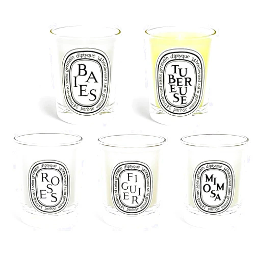 Diptyque Baies Roses Figuier Mimosa & Tubereuse 5 Piece Scented Candle Gift Set 35 Grams Each Limited Edition, White