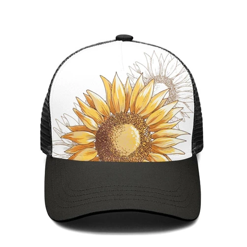 TT sameen Yellow Tropical Plants Vintage Sunflower Dad Hat Adjustable and Classic Mesh Trucker Baseball Cap for Men Women Plain Visor, Black, One Size