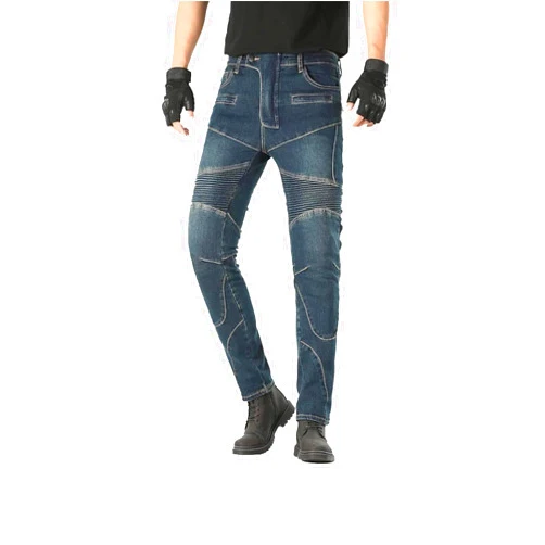 MOETCEYS Men's Motorcycle Pants with Armor Dirt Bike Riding Pants Motocross Motorbike Biker Denim Jeans with Hip Knee Pads Blue