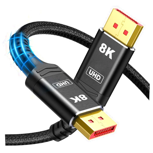 Capshi 8K 4K DisplayPort Cable 1.4, Capshi 10FT DP Cable [VESA Certified, 8K@60Hz, 4K@144Hz, 2K@240Hz/165Hz/144Hz], Bradied 32.4Gbps High Speed Display Port Cable for Gaming Monitor, HDR/HDCP/FreeSync/G-Sync