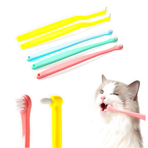 E.M&S.T by Emmeliestella Small Dog & Cat Toothbrush Micro Head, Cat Dental Care, Pets Toothbrush, Oral Hygiene, Easy to Handle, Deep Clean, Soft Bristles, Multi-Angle, Round&Pointed Toothbrush, 5 PCS