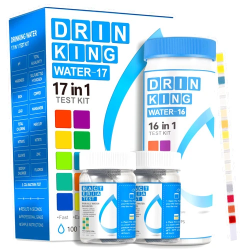 AAwipes Complete Water Testing Kits for Drinking Water 100 Strips + 2 Bacteria Tester Kits 17 in 1 Well, Tap, Drinking Water, City Water Testing Strips (100)