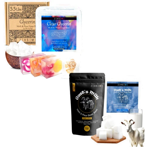 ZenseMe Bundle of 9.5 LB - Glycerine with Goats Milk Soap Base | Melt and Pour supplies kit for soap making, SLS/SLES & PEG free