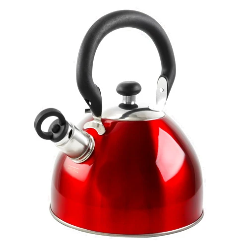 Mr. Coffee Morbern 1.8 Quart Stainless Steel Whistling Tea Kettle, Red