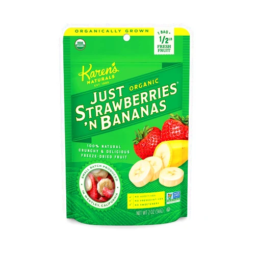 Karen's Naturals Organic Just Strawberries and Bananas, 2-Ounce Package (Pack of 6) (Packaging May Vary)