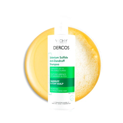 Dercos Selenium Sulfide Anti Dandruff Shampoo, Eliminates Flakes & Fights Recurring Dandruff & Itchy Scalp, Color Safe Shampoo, 2X Less Breakage, Suitable For All Hair Types