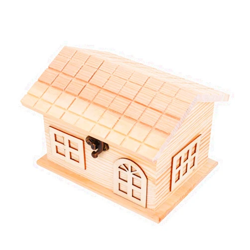 Milisten Box Piggy Bank Unfinished Wood Chest Brush Storage Wood House Storage case bin Organizer Wooden Holder Desktop Wood Holder DIY para guardar Coin Make up Bamboo