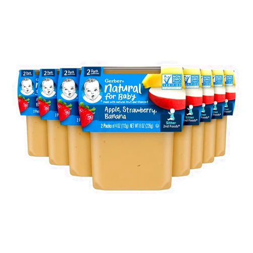 Gerber 2nd Foods Apple Strawberry Banana, 4 Ounce Tubs, 2 Count (Pack of 8)