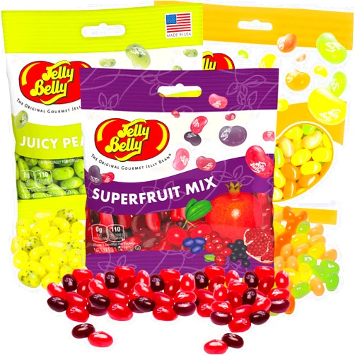 Sweetzo Jelly Beans Tropical Fruit Flavored Candy Mix, Assorted Fruity Flavor Chewy Candies, Sunkist, Superfruit and Pear, Bulk Shareable Bagged Candy, Pack of 3