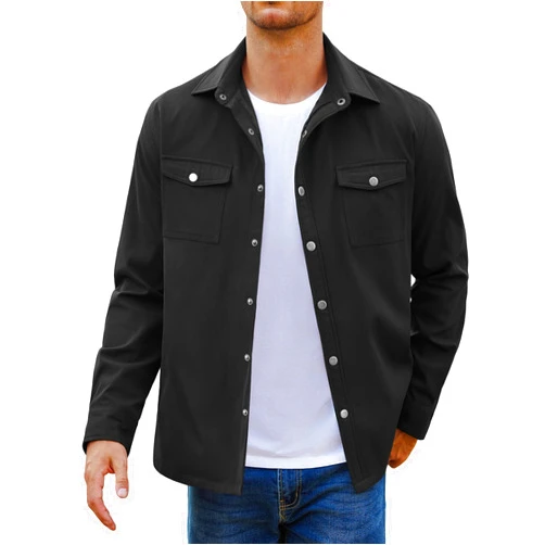 COOFANDY Men's Casual Lightweight Shirt Jacket Work Shacket Jackets Military Button Down Overshirt With Flap Pockets