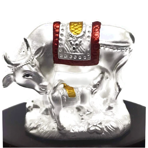 Balaji LLC 999 Pure Silver Kamdhenu Cow Statue/Idol/Murti (Large)