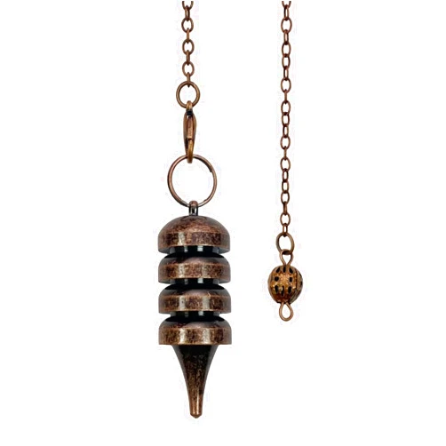 RECKSI Bronze Metal Pendulum for Divination and Witchcraft, Spiritual Pendulum with Chain, Energy Dowsing Tool for Reiki, Healing and Rituals, Style 5