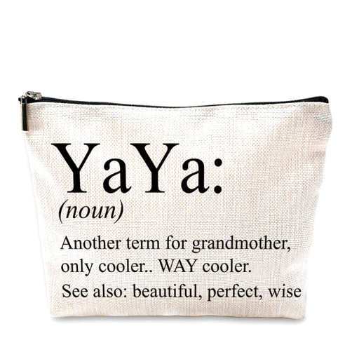 Sufamb Yaya Makeup Bag - Grandma's Birthday & Mother's Day Gift - Small Cosmetic Pouch for Purse