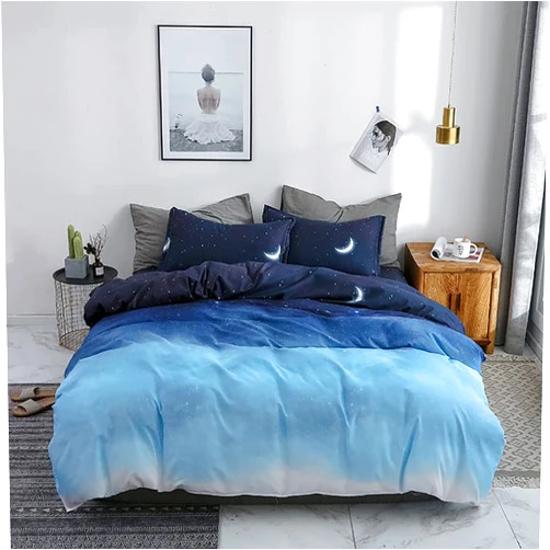 JORMEY Galaxy Duvet Cover Twin Size Starry Sky Decor Bedspread Cover Outer Space Theme Decor Comforter Cover Teens Kids Boys Quilt Cover 3D Starry Sky Series Bedding Set (Blue Starry Sky, Twin)