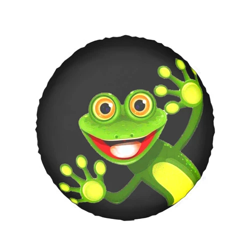 OPEUITNU Funny Cartoon Frog Smile Spare Tire Cover Waterproof Dust-Proof Tire Wheel Protectors Universal Fit for Wrangler Rv SUV Truck Travel Trailer Accessories 14