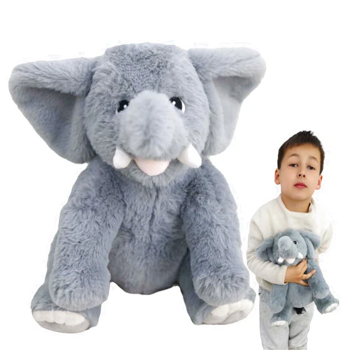 GOOC Kawaii Stuffed Smile Elephant Animal Cute Sitting Fuzzy Baby Elephant Plush Toy Gray Fluffy Doll Gift for Kids or Lover 10 Inch