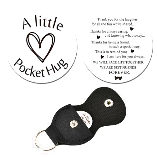 ShiQiao Spl Best Friend Keychain Gift for Women Men Bff Friendship Gifts for Girls Boys Pocket Hug Keychain Coin for Best Friends Female Male Christmas Graduation Birthday Gifts for Bestie Double Sided Key Chains