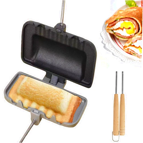 Fvtyco Hot Sandwich Maker, Double-Sided Hot Dog Toaster Nonstick Sandwich Skillet with Removable Handle for Breakfast Pancakes, Toast, Omelets, Egg Panini Press (1 Pack)