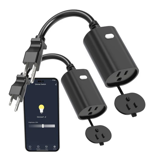 Eva's Light WiFi Outdoor Smart Plug, Smart Dimmer Plug, IP65 Waterproof Dimmable Outlet, 2.4Ghz Wi-Fi Plugs, Compatible with Alexa and Google Assitant, No Hub Requied, Max 400W, 2 Pack