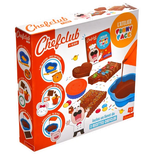 Upyaa Chefclub Kids 430459 430459 Kitchen Kit for Children Aged 3 Years and Above, Funny Face Chocolate Bars, 3 Recipes for Gourmet Creations to Enjoy and Share