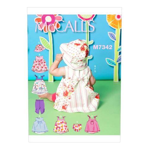 McCall's Patterns M7342 Infants' Back-Bow Dresses, Panties, Leggings and Bucket Hat