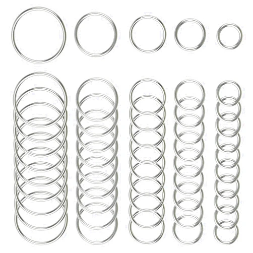 Hamineler 50 Pcs Stainless Steel Smoothing Welded O-Ring, 15/20/25/30/40mm Inside Diameter Metal Round Rings for Camping Belt, Dog Leashes, Hardware (Thickness 3mm, 10 of Each)