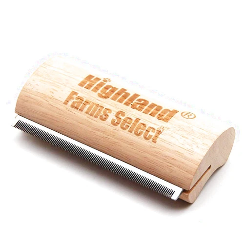 Highland Farms Select Deshedding Grooming Tool for Dogs, Cats & Horses, Ergonomic Design Wood Groom Brush, Professional Pet Groomer, Painlessly Remove for Short & Long Hair, Fur & Dirt - 5 Inches