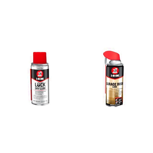 3-IN-ONE Lock Dry Lube, 2.5 OZ & Garage Door Lubricant with Smart Straw Sprays 2 Ways, 11 OZ