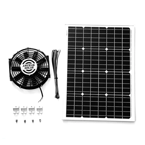 Amtrak Solar 12-Inch Solar Attic Fan, Powerful 50 Watt Fan Quietly Cools Attic, Garage, or Greenhouse & Ventilates to Protect Against Moisture (11” Blades)