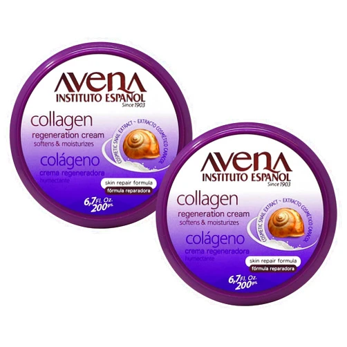 Avena Instituto Espanol Avena Instituto Español Collagen Regeneration Cream, Softens & Moisturizes, Skin Repair Formula, 2-Pack, 6.8 Fl Oz each, 2 Jars.