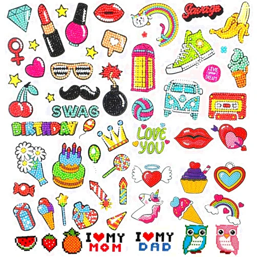 MDCGFOD 46Pcs 5D Diamond Art Stickers for Kids Kits by Numbers Cute Animals Creative Diamond Art for Kids Crafts for girls ages 8-12 Easy for Kids Adult Beginners to DIY (party)
