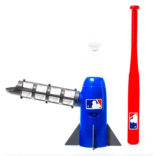 Franklin Sports MLB Kids Pitching Machine - POP ROCKET Kids Baseball Trainer - Includes 5 Plastic Baseballs & Baseball Bat, Multicolor Medium